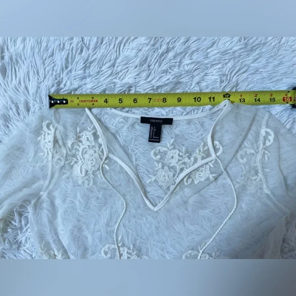 Forever 21 Whimsigoth Y2K Fairy Boho Festival Ethereal Western Resort Lace Top S - Picture 7 of 9